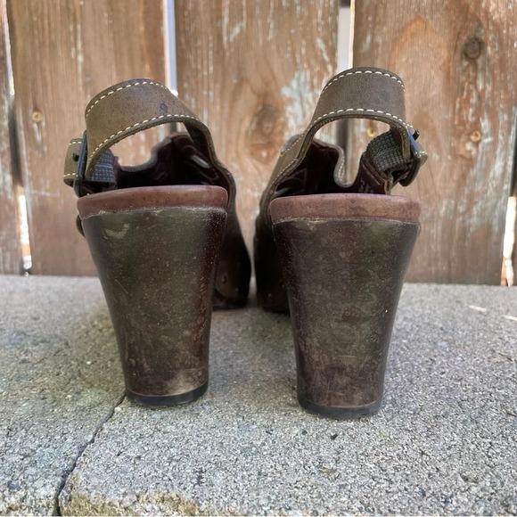 DANSKO Women’s Brown Leather Open Toe Platform Chunky Heel Shoe Size 37 - Picture 7 of 11